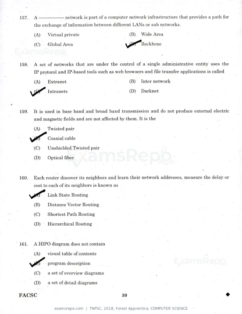 TNPSC 2018 question paper, Forest Apprentice, COMPUTER SCIENCE, page 29 of 36