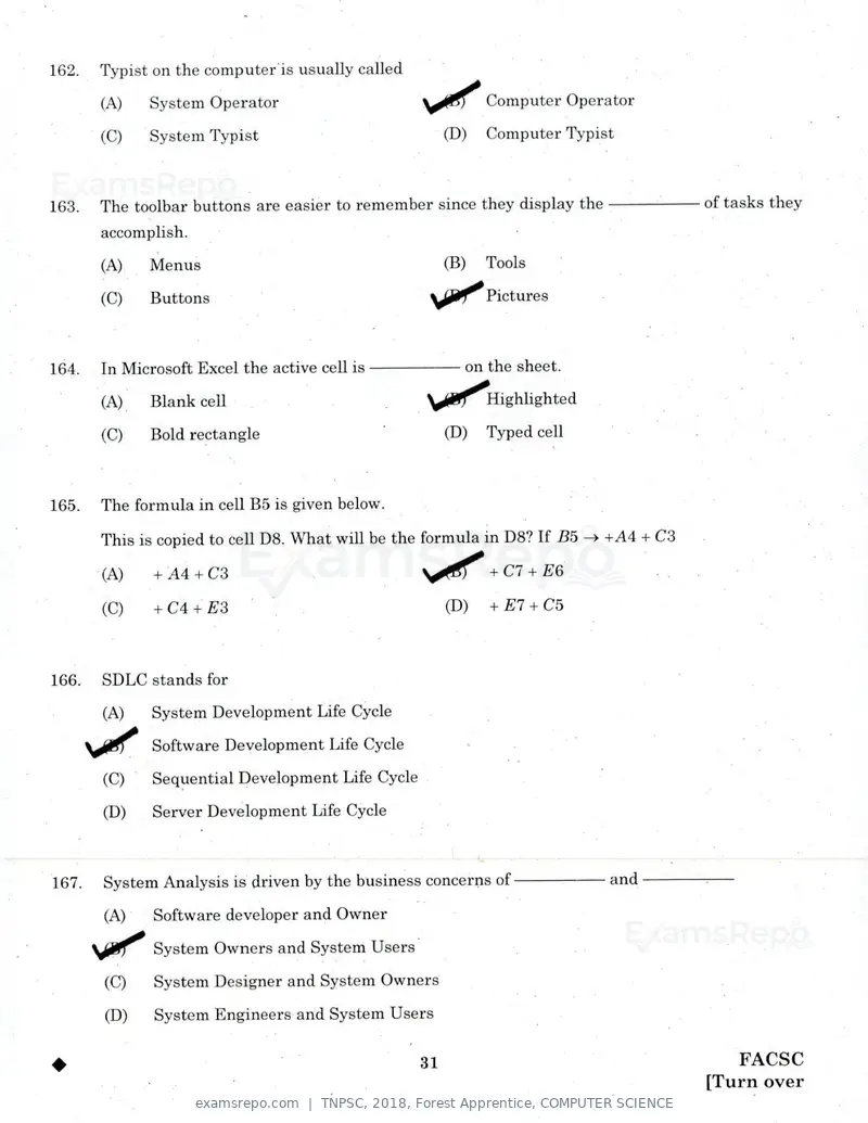 TNPSC 2018 question paper, Forest Apprentice, COMPUTER SCIENCE, page 30 of 36