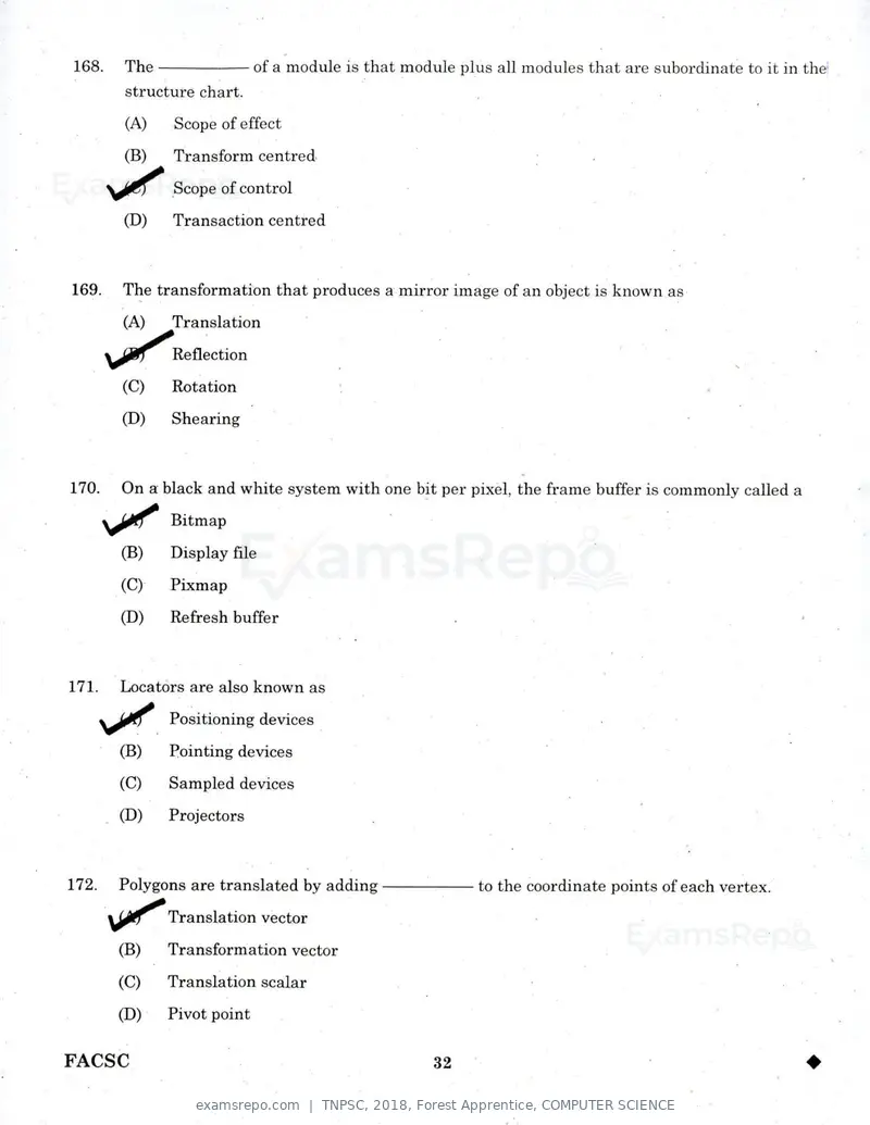 TNPSC 2018 question paper, Forest Apprentice, COMPUTER SCIENCE, page 31 of 36