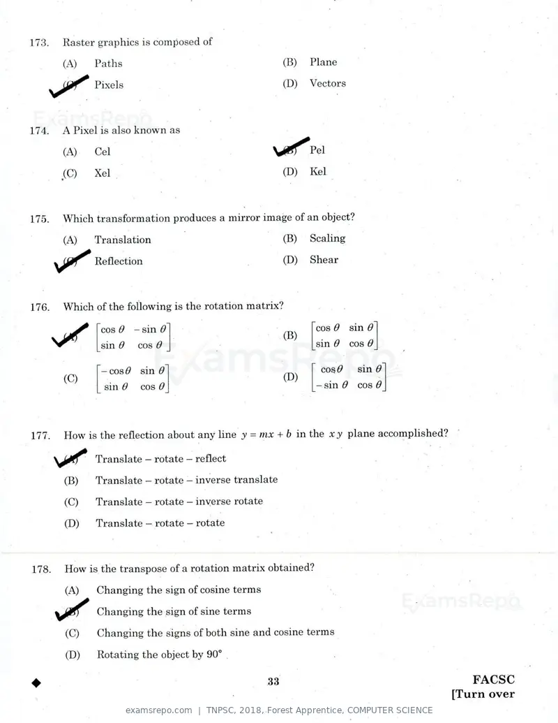 TNPSC 2018 question paper, Forest Apprentice, COMPUTER SCIENCE, page 32 of 36