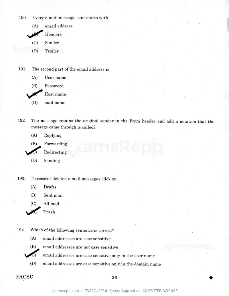 TNPSC 2018 question paper, Forest Apprentice, COMPUTER SCIENCE, page 35 of 36