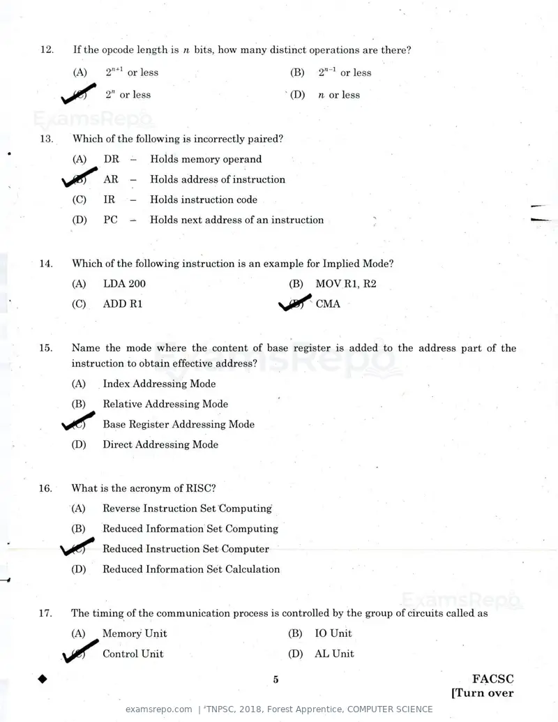 TNPSC 2018 question paper, Forest Apprentice, COMPUTER SCIENCE, page 4 of 36