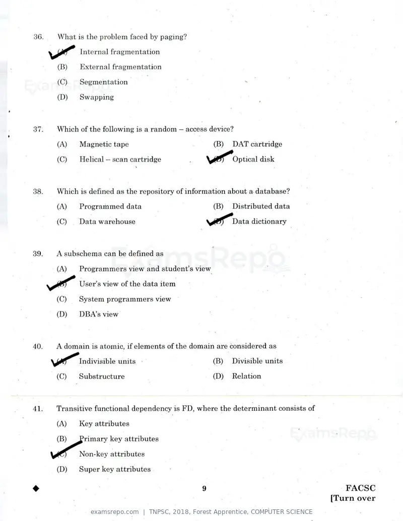 TNPSC 2018 question paper, Forest Apprentice, COMPUTER SCIENCE, page 8 of 36