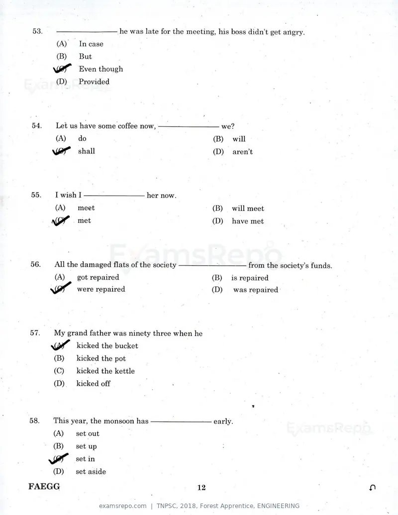 TNPSC 2018 question paper, Forest Apprentice, ENGINEERING, page 11 of 36