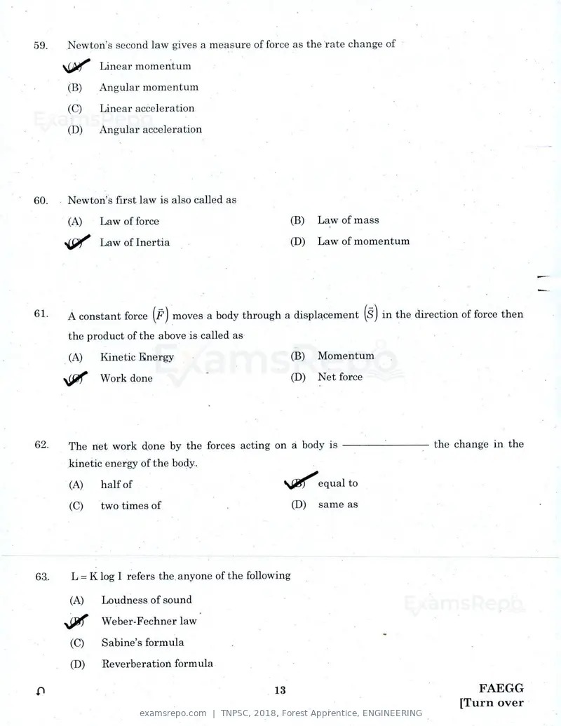 TNPSC 2018 question paper, Forest Apprentice, ENGINEERING, page 12 of 36