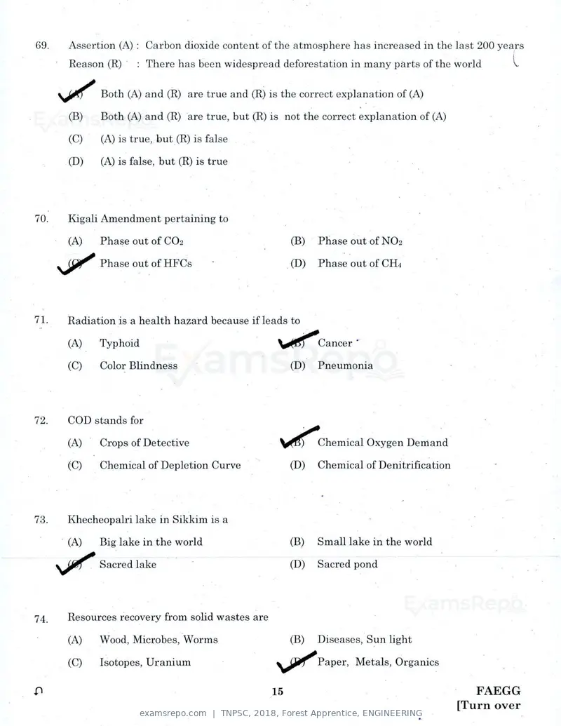 TNPSC 2018 question paper, Forest Apprentice, ENGINEERING, page 14 of 36