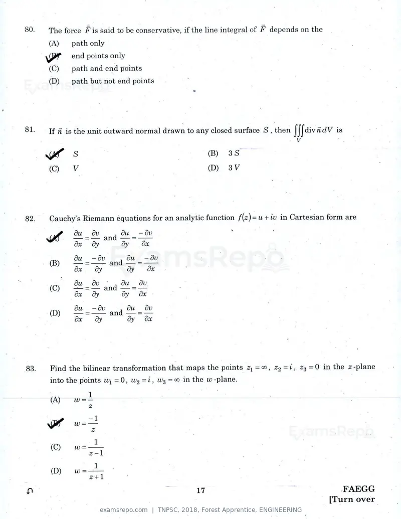 TNPSC 2018 question paper, Forest Apprentice, ENGINEERING, page 16 of 36