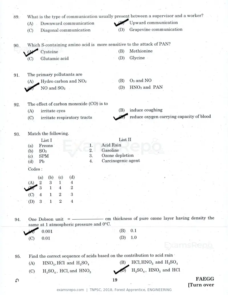 TNPSC 2018 question paper, Forest Apprentice, ENGINEERING, page 18 of 36