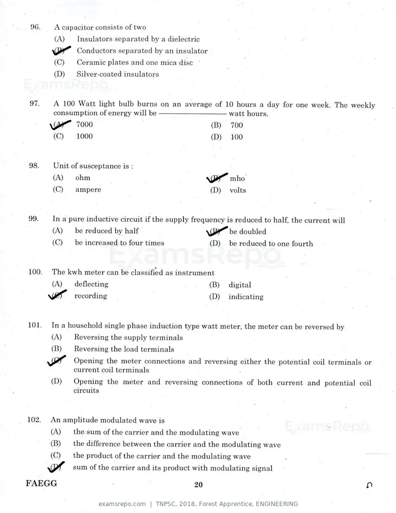 TNPSC 2018 question paper, Forest Apprentice, ENGINEERING, page 19 of 36