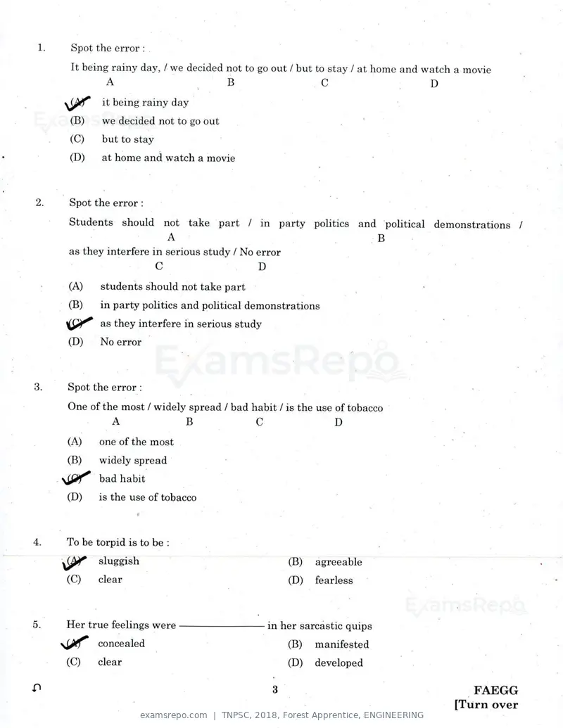 TNPSC 2018 question paper, Forest Apprentice, ENGINEERING, page 2 of 36