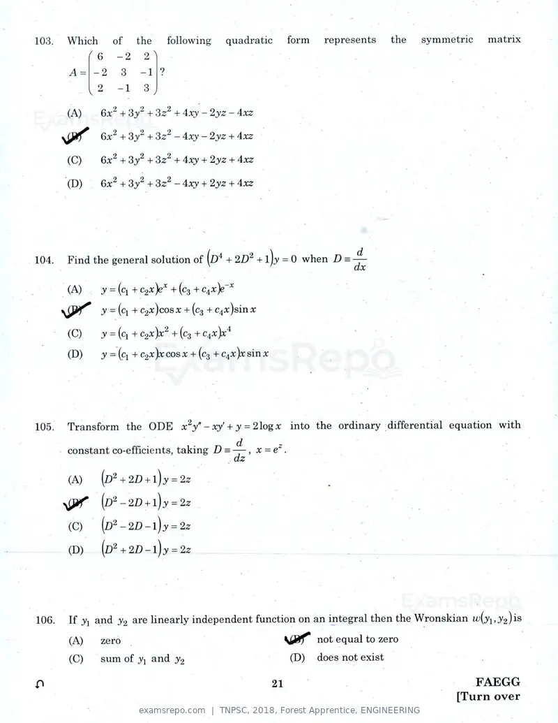 TNPSC 2018 question paper, Forest Apprentice, ENGINEERING, page 20 of 36