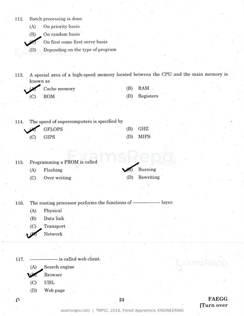 TNPSC 2018 question paper, Forest Apprentice, ENGINEERING, page 22 of 36