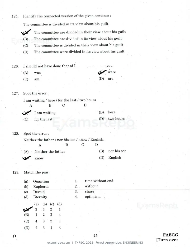 TNPSC 2018 question paper, Forest Apprentice, ENGINEERING, page 24 of 36