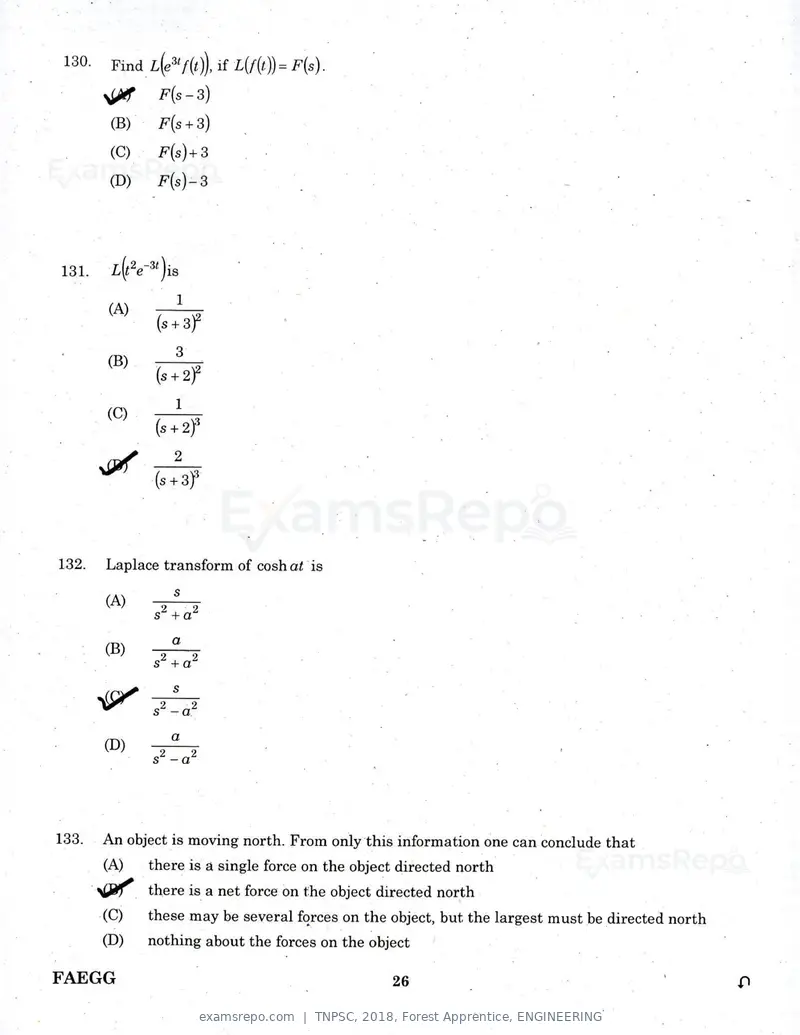 TNPSC 2018 question paper, Forest Apprentice, ENGINEERING, page 25 of 36