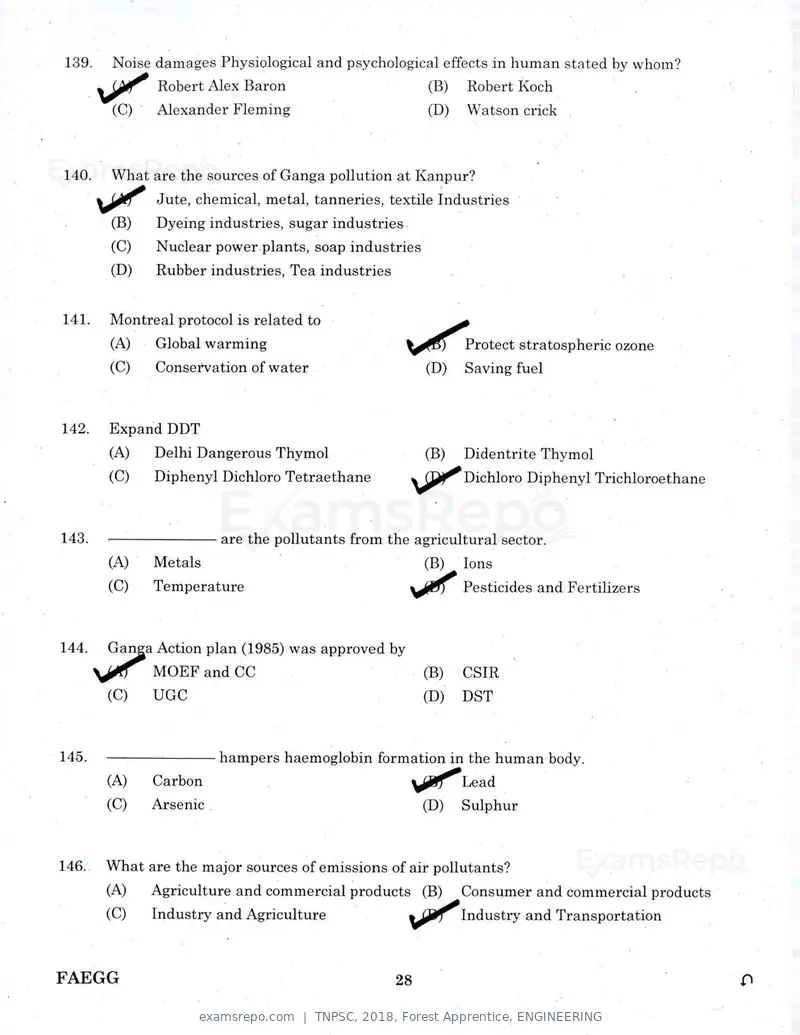 TNPSC 2018 question paper, Forest Apprentice, ENGINEERING, page 27 of 36
