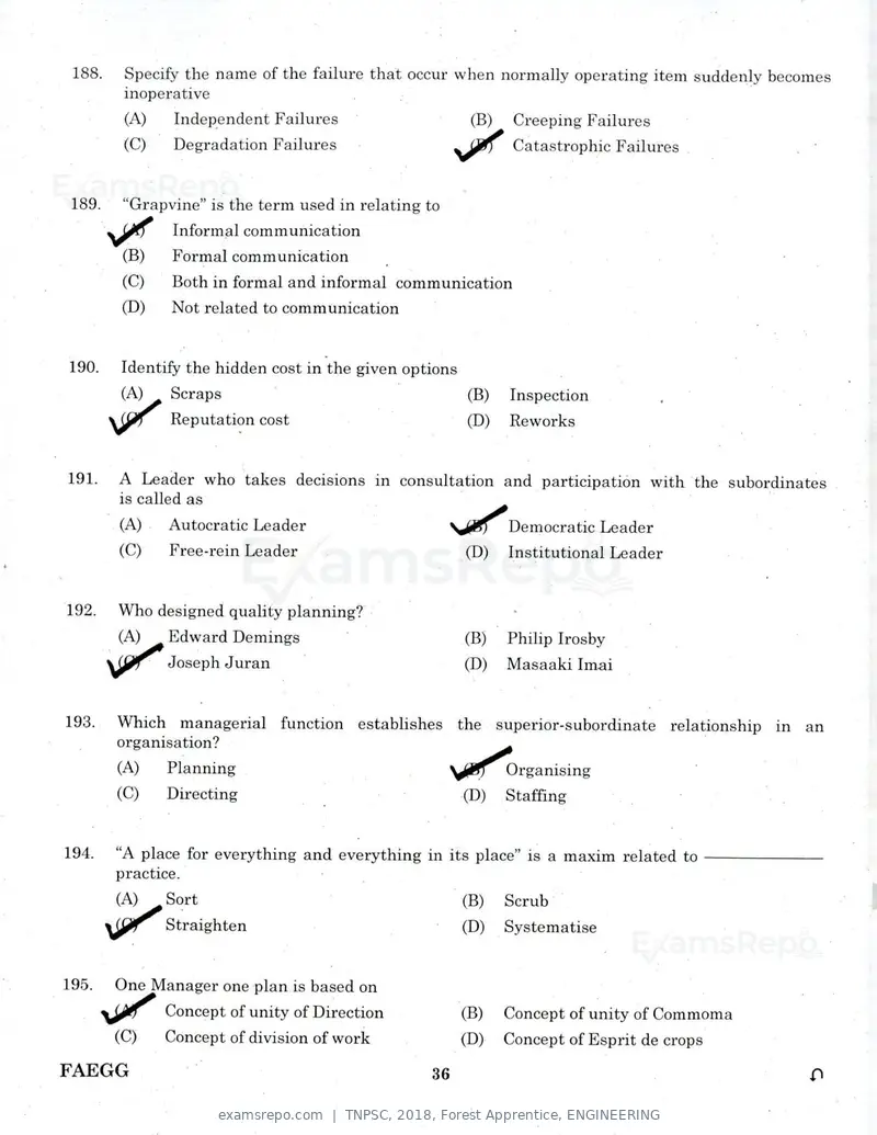 TNPSC 2018 question paper, Forest Apprentice, ENGINEERING, page 35 of 36