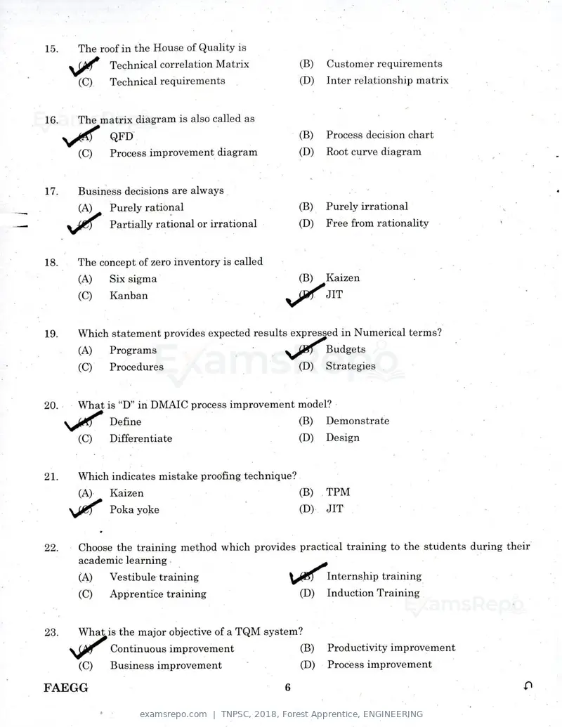 TNPSC 2018 question paper, Forest Apprentice, ENGINEERING, page 5 of 36