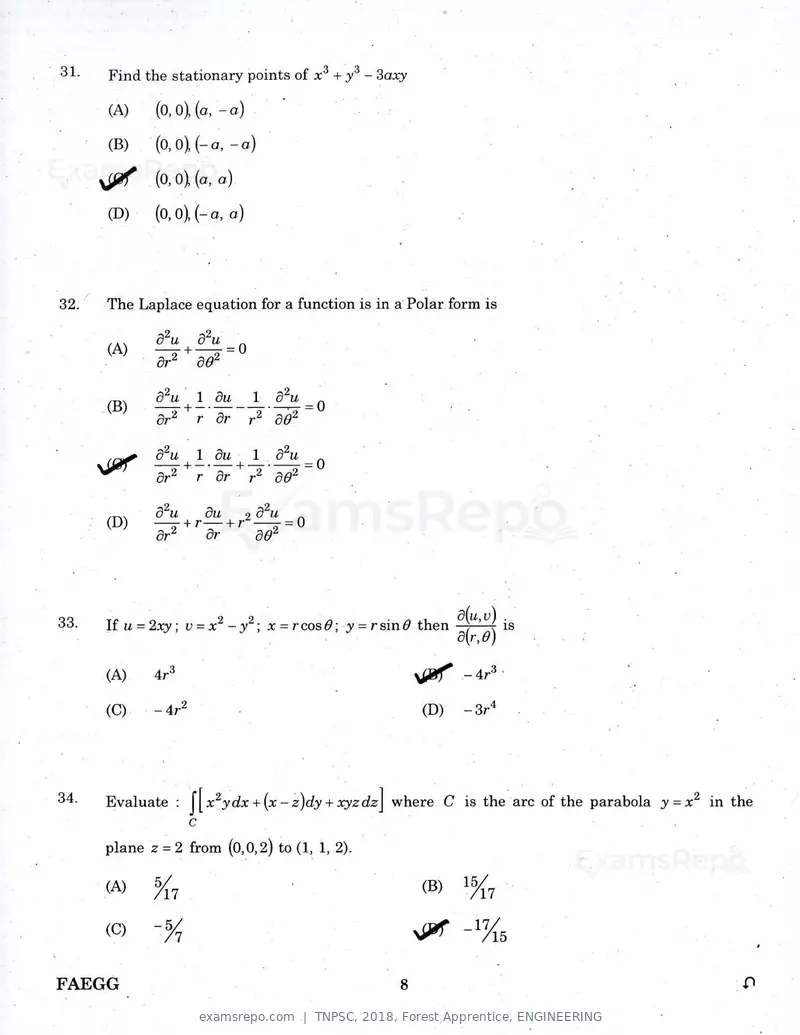 TNPSC 2018 question paper, Forest Apprentice, ENGINEERING, page 7 of 36