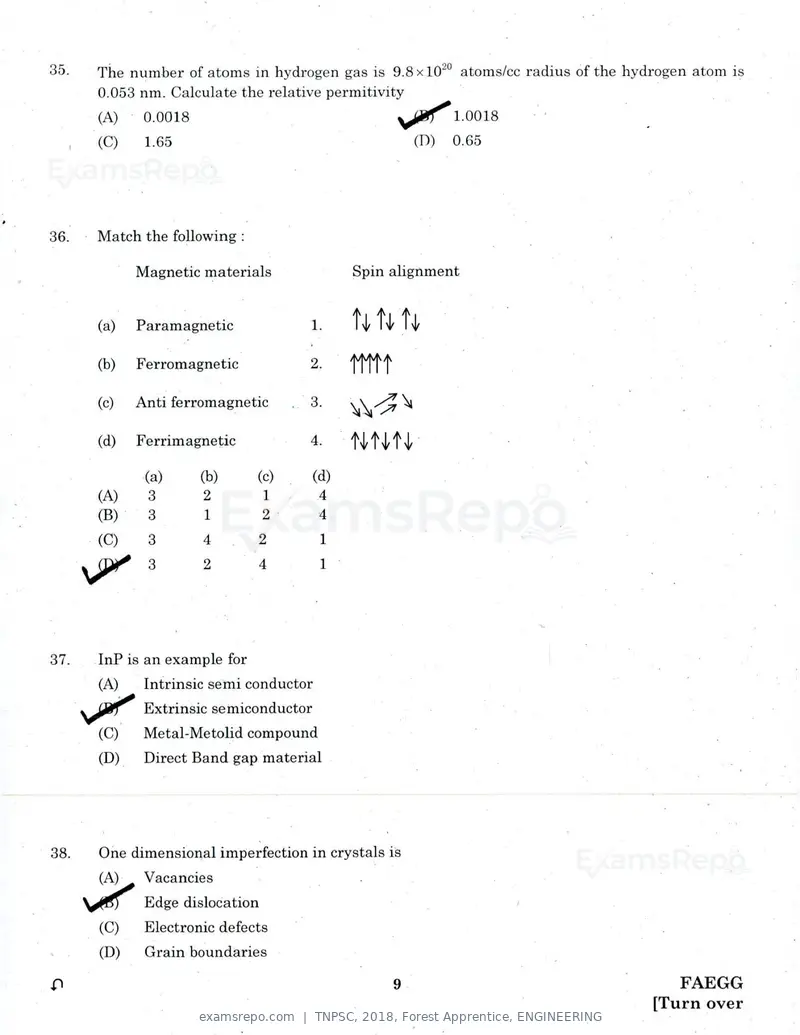 TNPSC 2018 question paper, Forest Apprentice, ENGINEERING, page 8 of 36
