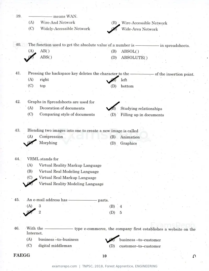 TNPSC 2018 question paper, Forest Apprentice, ENGINEERING, page 9 of 36