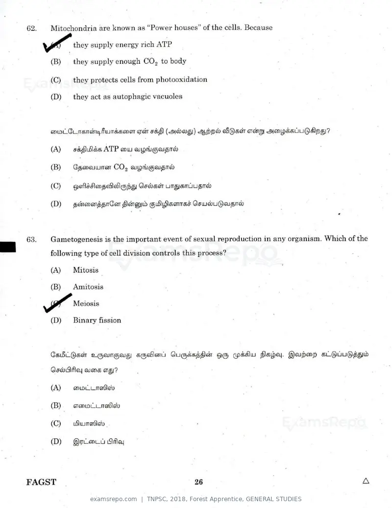 TNPSC 2018 question paper, Forest Apprentice, GENERAL STUDIES, page 25 of 77