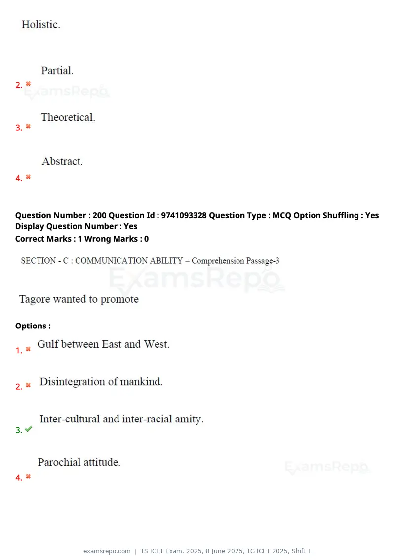 TS ICET Exam 2025 question paper, 8 June 2025, TG ICET 2025, Shift 1, page 145 of 145