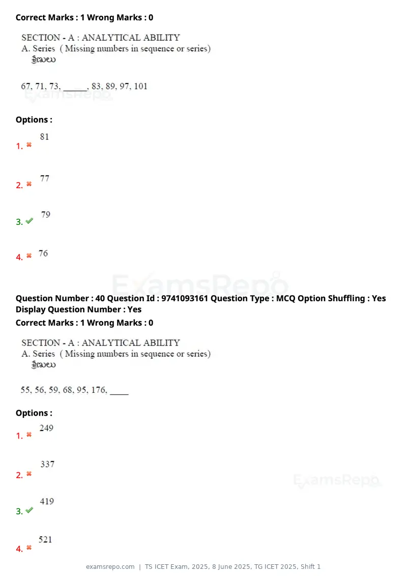 TS ICET Exam 2025 question paper, 8 June 2025, TG ICET 2025, Shift 1, page 27 of 145