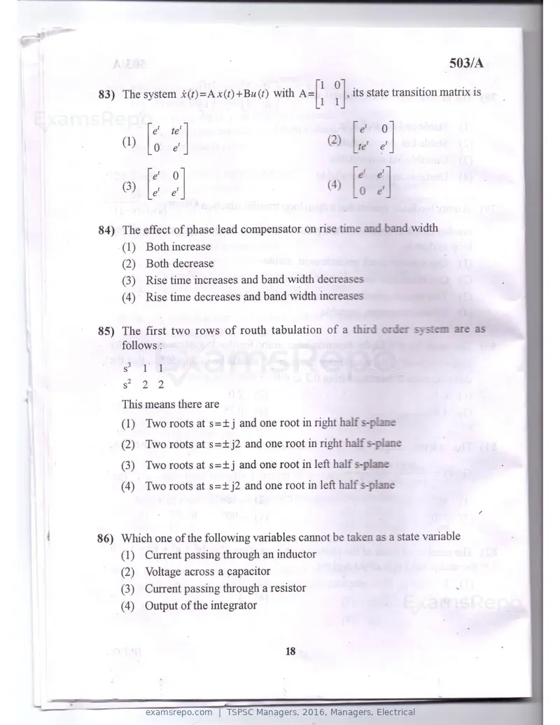 TSPSC Managers 2016 question paper, Managers, Electrical, page 15 of 23