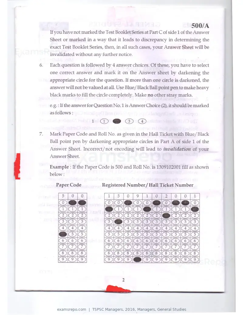 TSPSC Managers 2016 question paper, Managers, General Studies, page 2 of 38