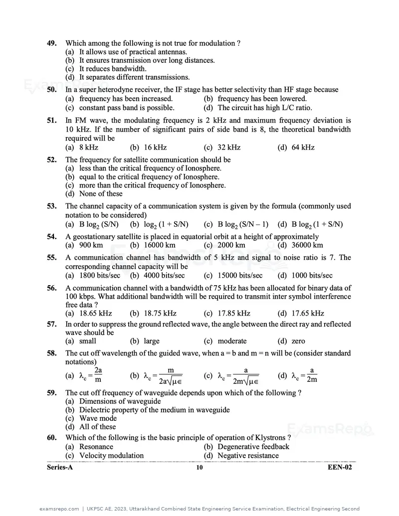 UKPSC AE 2023 question paper, Uttarakhand Combined State Engineering Service Examination, Electrical Engineering Second, page 10 of 32