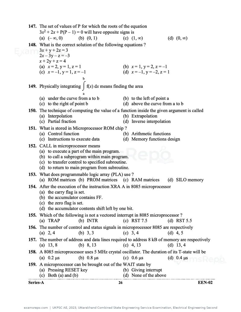 UKPSC AE 2023 question paper, Uttarakhand Combined State Engineering Service Examination, Electrical Engineering Second, page 26 of 32