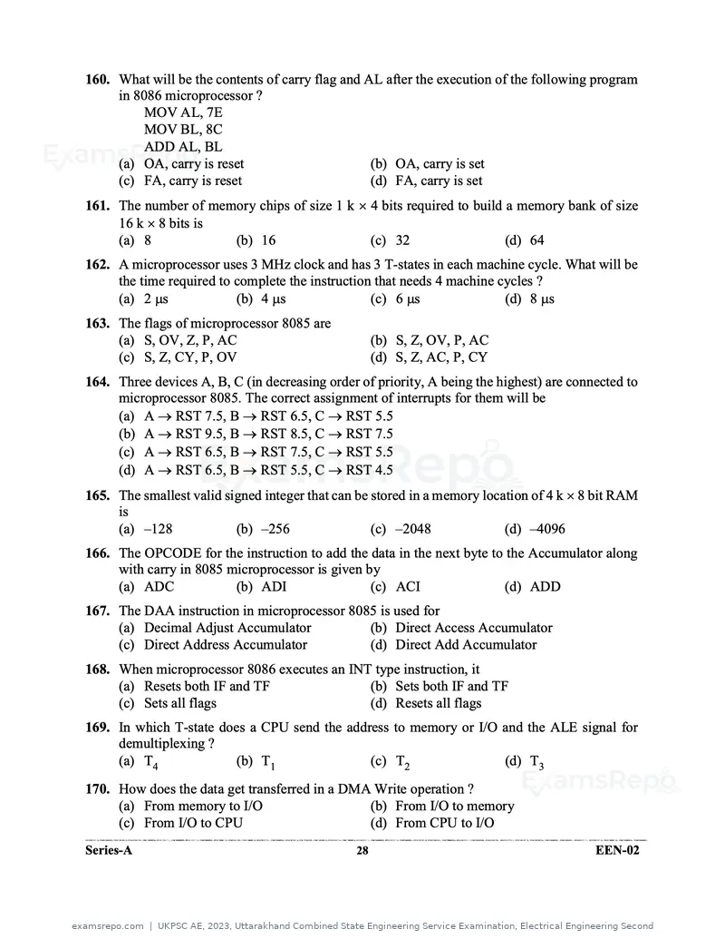UKPSC AE 2023 question paper, Uttarakhand Combined State Engineering Service Examination, Electrical Engineering Second, page 28 of 32