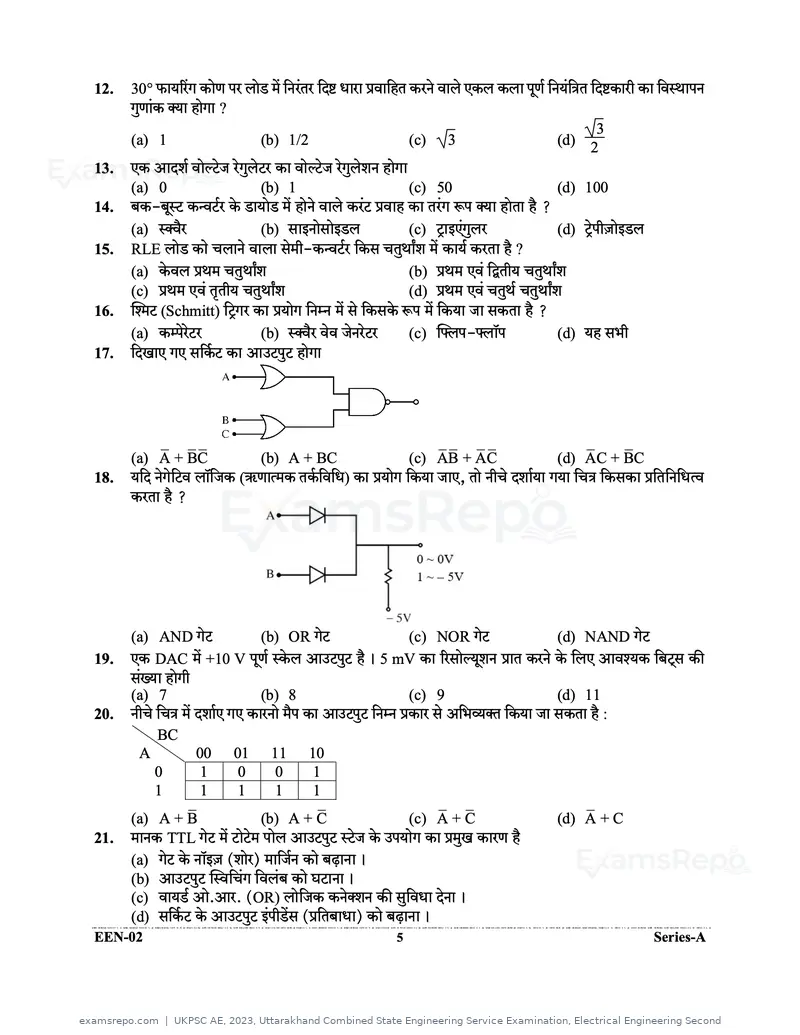 UKPSC AE 2023 question paper, Uttarakhand Combined State Engineering Service Examination, Electrical Engineering Second, page 5 of 32