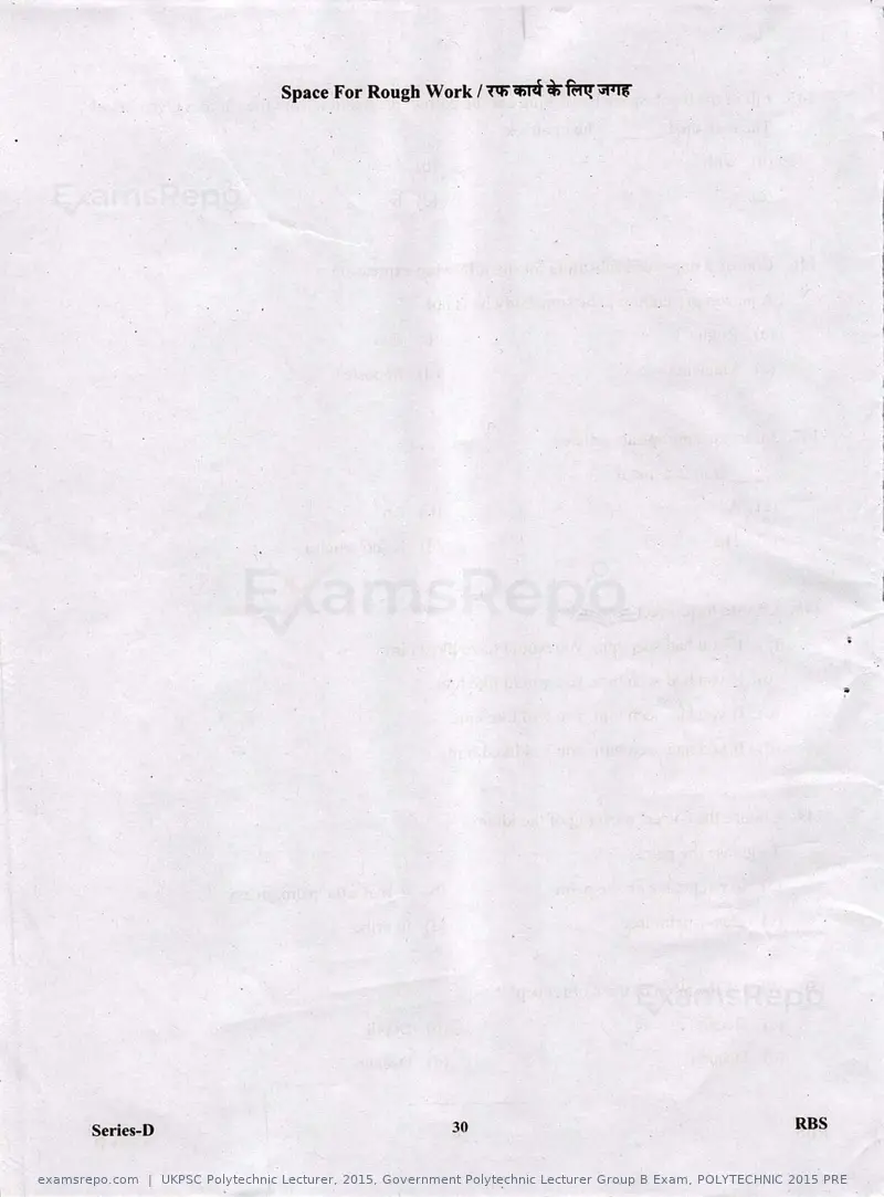 UKPSC Polytechnic Lecturer 2015 question paper, Government Polytechnic Lecturer Group B Exam, POLYTECHNIC 2015 PRE, page 30 of 32