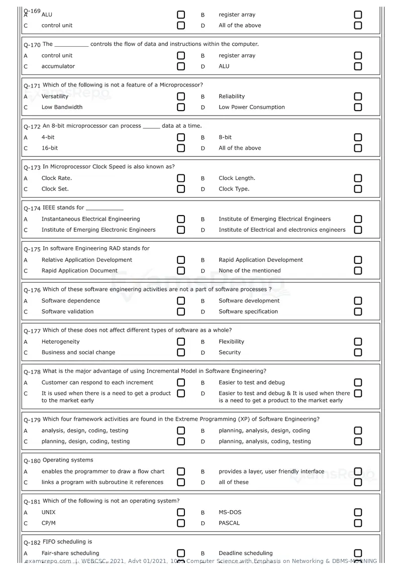 WEBCSC 2021 question paper, Advt 01/2021, 1003 Computer Science with Emphasis on Networking & DBMS-MORNING, page 18 of 24