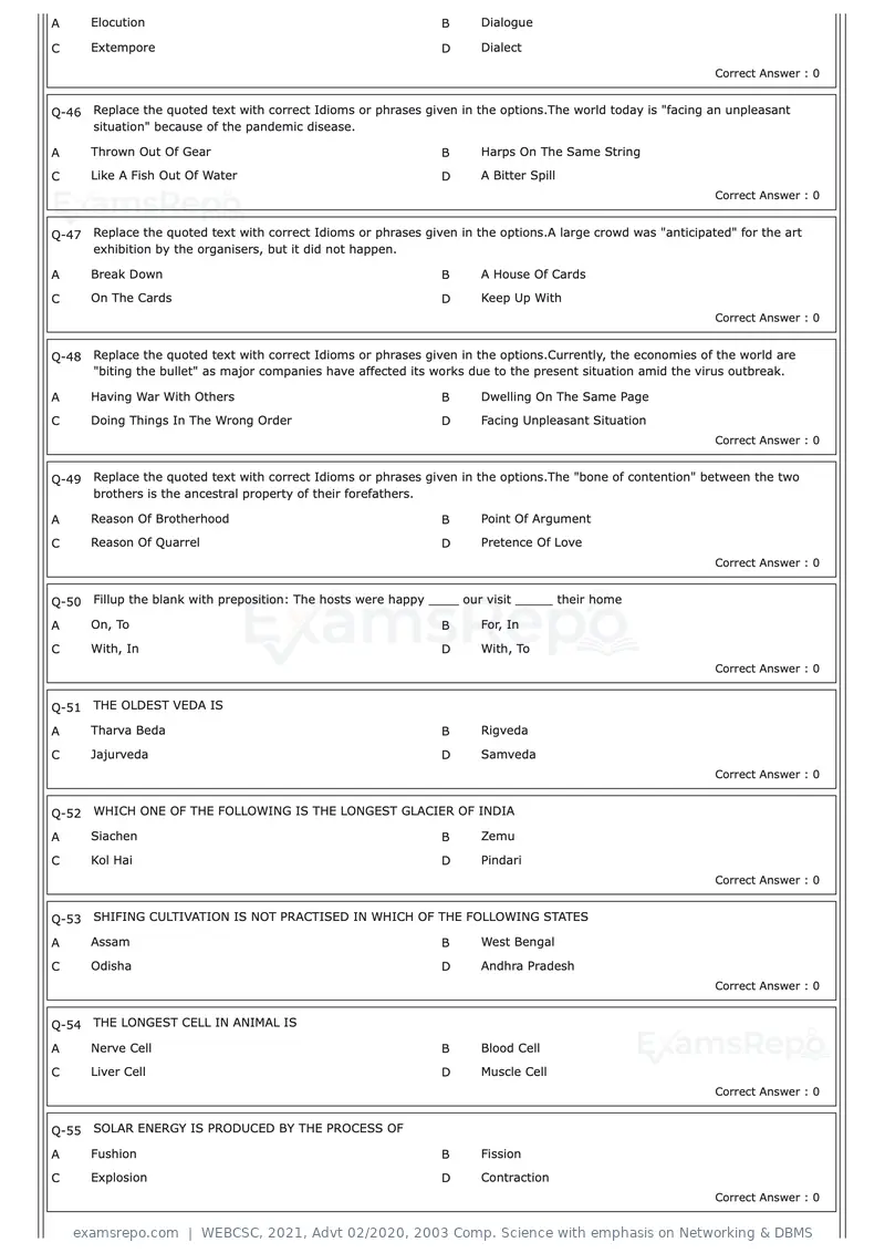 WEBCSC 2021 question paper, Advt 02/2020, 2003 Comp. Science with emphasis on Networking & DBMS, page 5 of 23